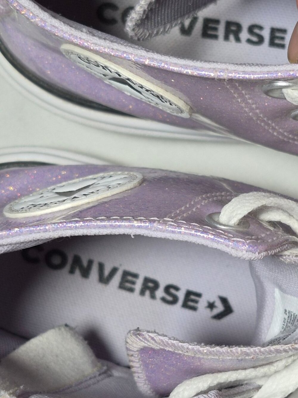 Converse Chuck Lugged Lift Women Kid Hi Purple Glitter Sneakers Size Y 6.5 W 8.5 - Picture 14 of 16